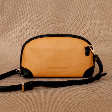 Handmade Peach Charcoal Sling Bag Leather Polished